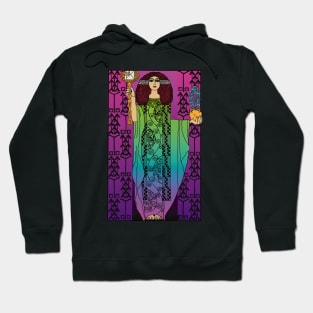 Art Nouveau Lady 3 (green on purple) Hoodie